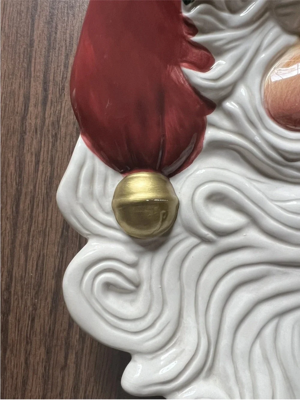 Vintage Fitz and Floyd Holiday Santa Face Ceramic Canape Serving Plate